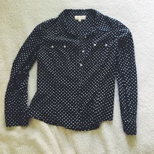 Jones New York Sport Navy Button-Down Long-Sleeve